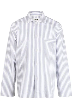 Tekla Striped cotton pyjama shirt