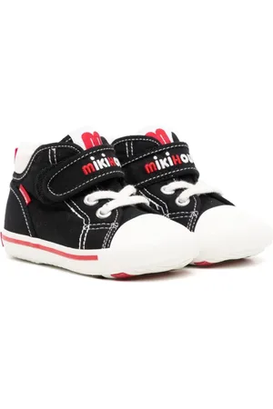 Miki House Embroidered-logo touch-strap sneakers