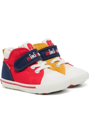 Miki House Embroidered-logo colour-block sneakers