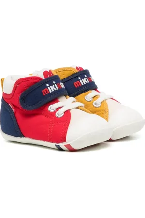 Miki House Logo-embroidered touch-strap sneakers