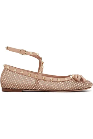 VALENTINO GARAVANI Rockstud rhinestone-embellished ballerina shoes