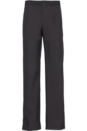 Prada Logo-embroidered silk trousers