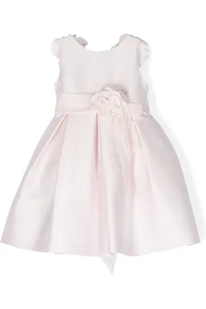 Mimilù Rose-appliqué pleated tiered dress
