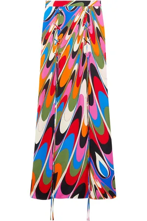 Puccini Marmo-print lace-up maxi skirt