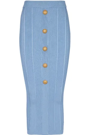 Balmain Ribbed-knit midi skirt
