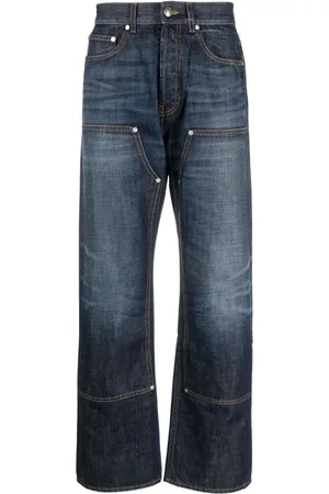 Palm Angels Monogram-embroidered wide-leg jeans