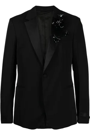 VERSACE Floral-appliqué single-breasted blazer
