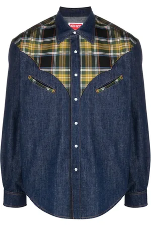 Kenzo Checked-panel denim shirt