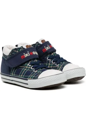 Miki House Check-print touch-strap sneakers