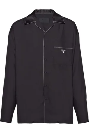 Prada Contrast-trim silk pajama shirt