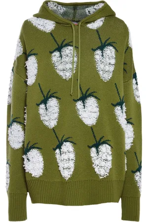 La DoubleJ Lampone patterned intarsia-knit hoodie