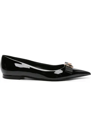 VERSACE Nastro Gianni patent-leather ballerina shoes