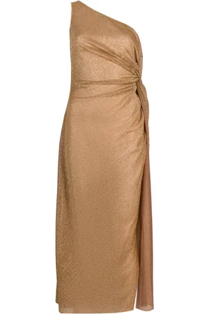 Oseree Knot-embellished metallic midi dress