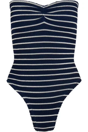 Hunza G Brooke strapless seersucker swimsuit