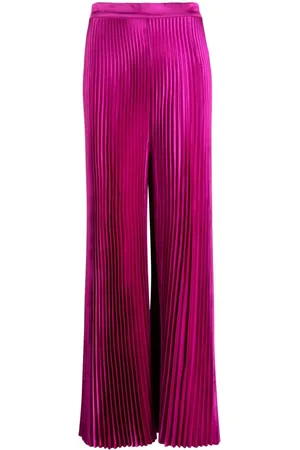 Hot Pink Acetate Slinky Wide Leg Pants