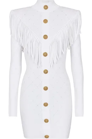 Balmain Fringed knitted minidress