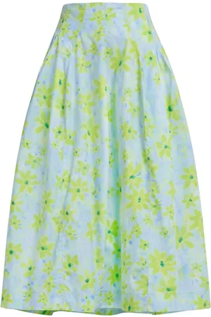 Marni A-line floral-print cotton midi skirt