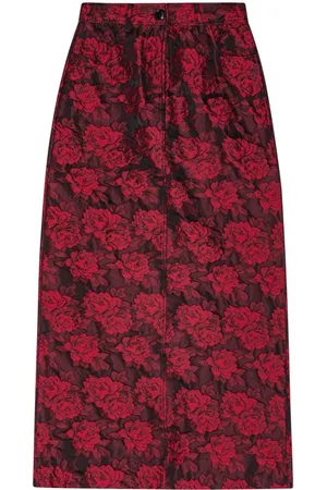 Ganni Botanical-print jacquard maxi skirt