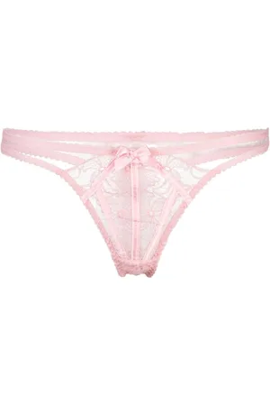 Isedora satin-trimmed lace thong