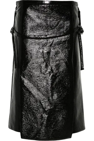 Courrèges Logo-embroidered vinyl midi skirt