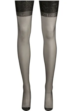 MAISON CLOSE Logo-intarsia semi-sheer stockings
