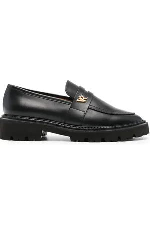 Via Roma Logo-lettering leather loafers