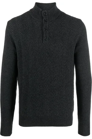 corneliani Herringbone mock-neck jumper