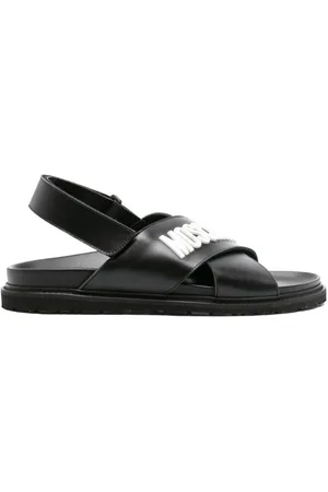 Moschino logo-jacquard flat sandals - Black