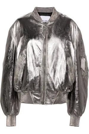 The Attico Anja metallic leather bomber jacket