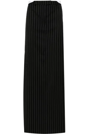 MARTINE ROSE Rolled pinstripe-pattern wool skirt