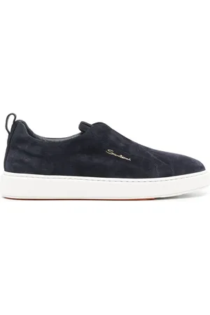santoni Logo-lettering suede sneakers