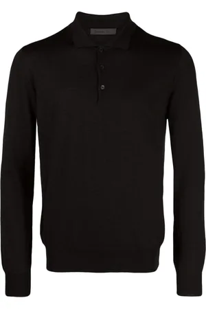 corneliani Mélange-effect wool polo shirt
