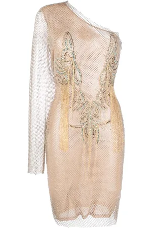 GENNY Mesh rhinestone-embellished dress