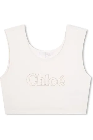 Chloé Logo-embroidered cropped tank top