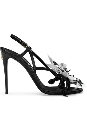 Dolce & Gabbana Floral-appliqué leather stiletto sandals