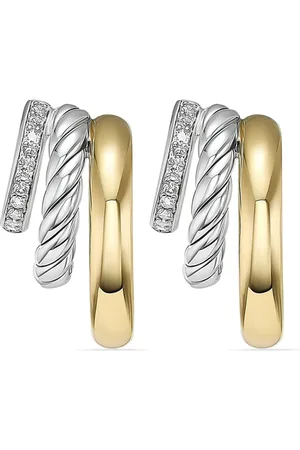 David Yurman 18kt yellow gold and sterling DY Mercer Multi diamond hoop earrings (21mm)