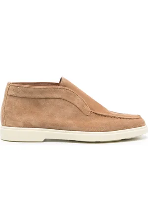 santoni Suede flat loafers