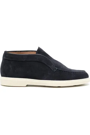 santoni Suede flat loafers