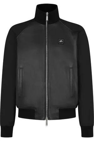 Dsquared2 Panelled leather track jacket