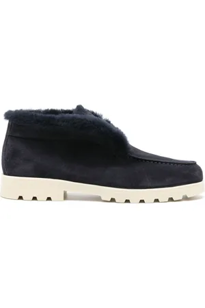 santoni Fur-trim suede desert boots