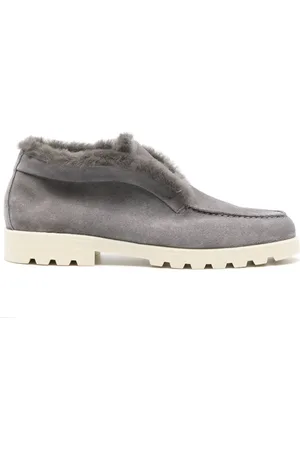 santoni Fur-trim suede desert boots