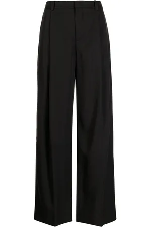 Silk Satin Pleated Wide-Leg Pants