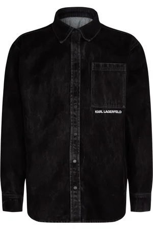 Karl Lagerfeld Flock logo-embroidered denim shirt