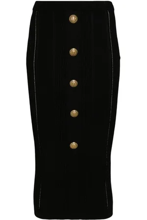 Balmain Ribbed-knit midi skirt