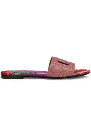 Dolce & Gabbana DG lizard-effect leather slides