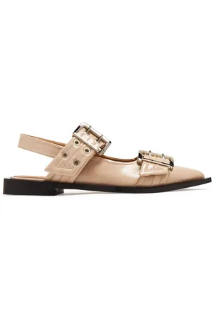 Ganni Slingback leather ballerina shoes