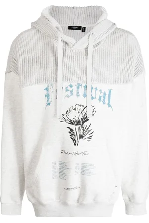 FIVE CM Graphic-print knitted-panel hoodie