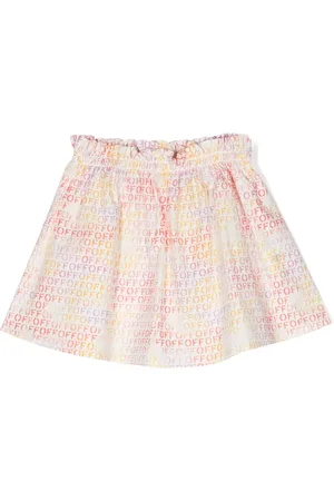 OFF-WHITE Logo-print cotton flared skirt