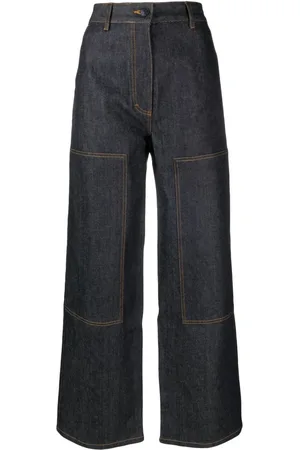 Roxy Wide Leg High Waist Denim Jeans - Mid Blue - MESHKI U.S