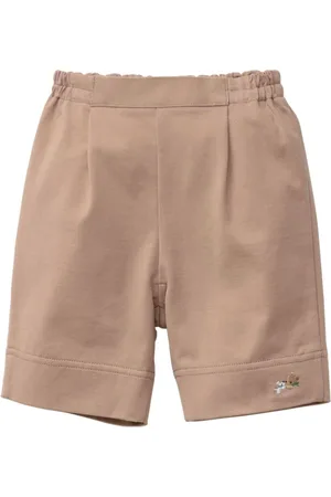 Familiar Motif-embroidered cotton trousers